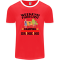 Camping Weekend Forecast Funny Alcohol Beer Mens Ringer T-Shirt FotL Red/White