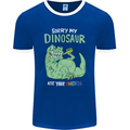 My Dinosaur Ate Your Unicorn Funny T-Rex Mens Ringer T-Shirt FotL Royal Blue/White