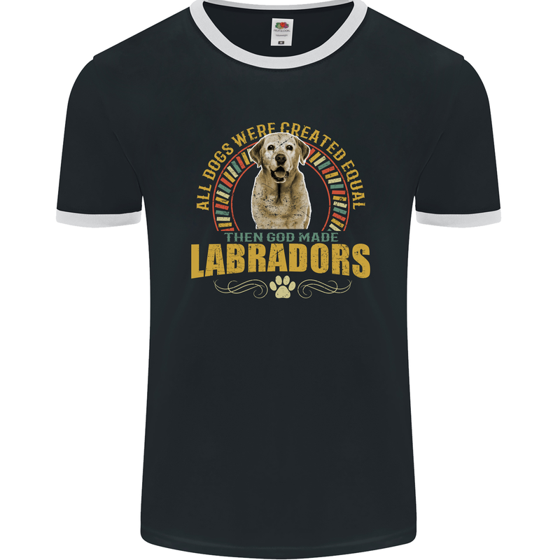 A Labrador Dog Mens Ringer T-Shirt FotL Black/White