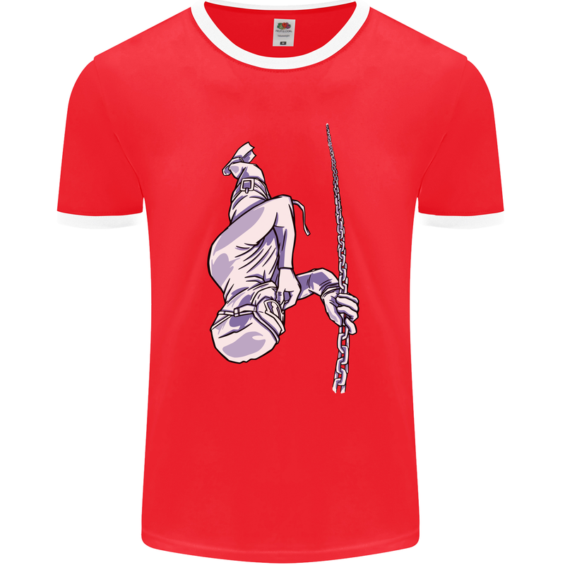 Freediving Chain Diver Scuba Diving Mens Ringer T-Shirt FotL Red/White