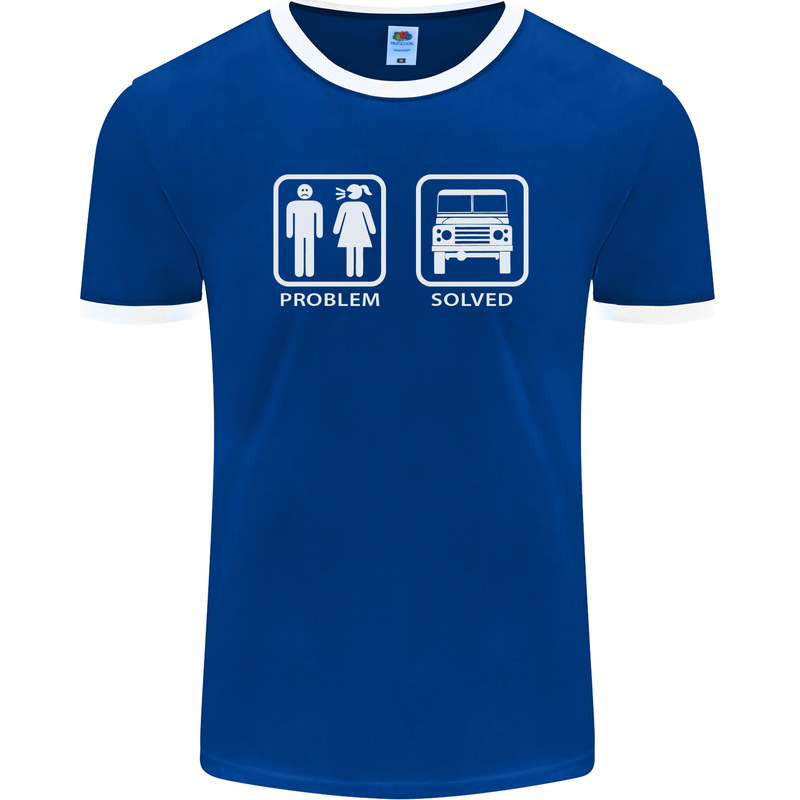 4x4 Problem Solved Off Roading Road Mens Ringer T-Shirt FotL Royal Blue/White