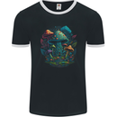 A Trippy Magic Mushroom City LSD Mens Ringer T-Shirt FotL Black/White