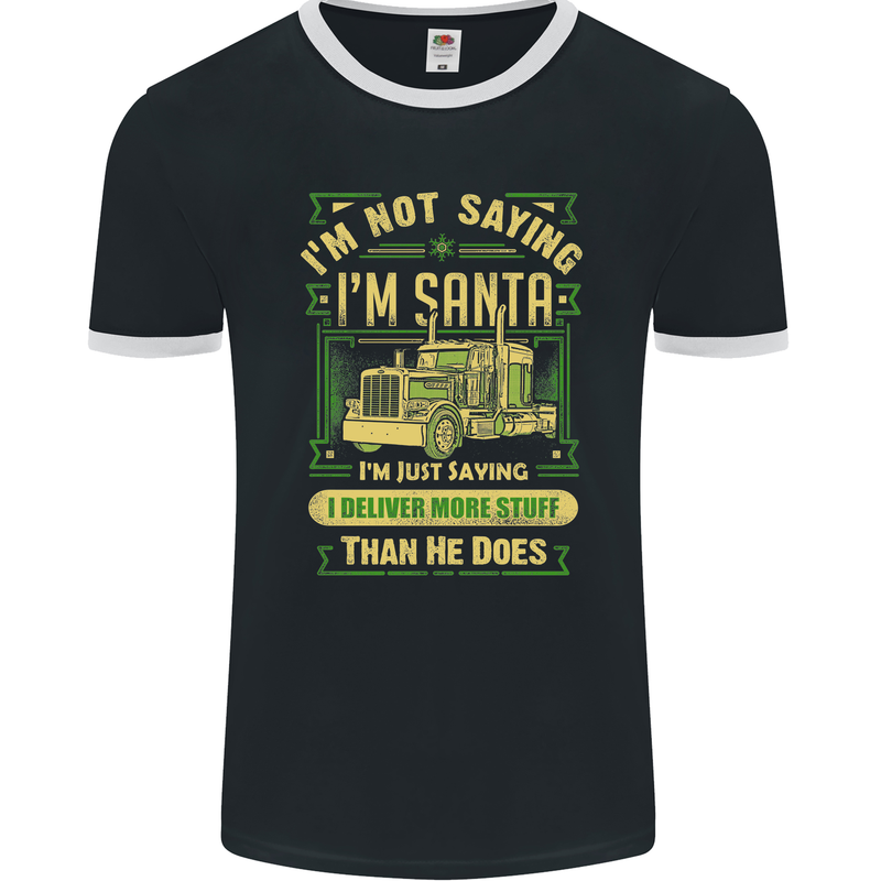 Not Santa Delivery Driver Christmas Funny Mens Ringer T-Shirt FotL Black/White