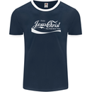 Enjoy Jesus Christ Funny Chiristian Mens Ringer T-Shirt FotL Navy Blue/White