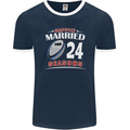 24 Year Wedding Anniversary 24th Rugby Mens Ringer T-Shirt FotL Navy Blue/White