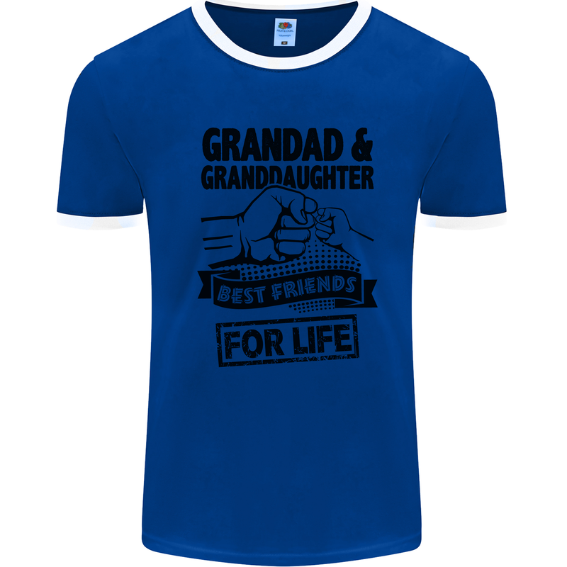 Grandad and Granddaughter Grandparent's Day Mens White Ringer T-Shirt Royal Blue/White