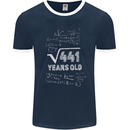 21st Birthday 21 Year Old Geek Funny Maths Mens Ringer T-Shirt FotL Navy Blue/White