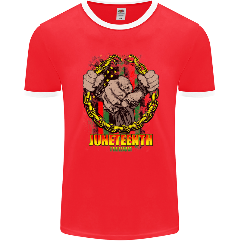 Juneteenth Black Lives Matter History Mens Ringer T-Shirt FotL Red/White