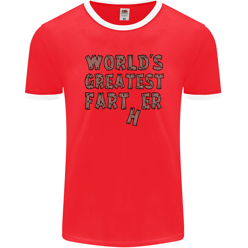 Father's Day World's Greatest Farter Funny Mens Ringer T-Shirt FotL Red/White