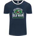 An Old Man With a Tractor Farmer Funny Mens Ringer T-Shirt FotL Navy Blue/White