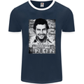 Pablo Escobar Mug Shot Mens Ringer T-Shirt FotL Navy Blue/White
