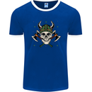 Viking Skull With Axes and Helmet Mens Ringer T-Shirt FotL Royal Blue/White