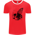 A Butterfly Skull Mens Ringer T-Shirt Red/White