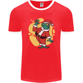 A Christmas Frog Dressed as Santa Claus Mens Ringer T-Shirt FotL Red/White