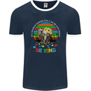 Be Kind Elephant Autism Autistic Mens Ringer T-Shirt FotL Navy Blue/White