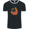 The Stars & Stripes American Flag Fire USA Mens Ringer T-Shirt FotL Black/White