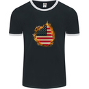The Stars & Stripes American Flag Fire USA Mens Ringer T-Shirt FotL Black/White