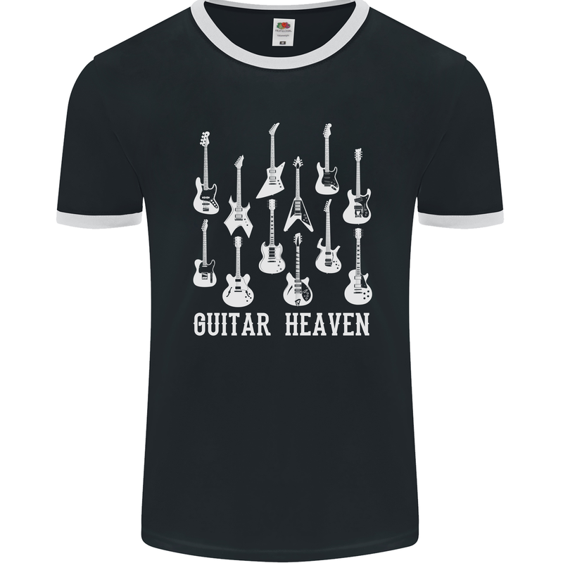 Guitar Heaven Guitarist Electric Acoustic Mens Ringer T-Shirt FotL Black/White