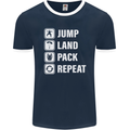 Skydiving Jump Land Pack Funny Skydiver Mens Ringer T-Shirt FotL Navy Blue/White