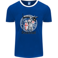 Knights Templar St Georges Day Beauseant Mens White Ringer T-Shirt Royal Blue/White