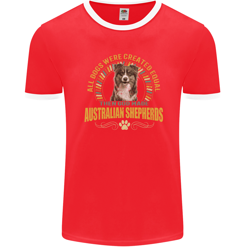 An Australian Shepherd Dog Mens Ringer T-Shirt FotL Red/White