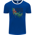 Christmas Velociraptors are Faster Dinosaur Mens Ringer T-Shirt FotL Royal Blue/White