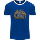Devil Dragon Skeleton Fantasy Skull Demon Mens Ringer T-Shirt FotL Royal Blue/White