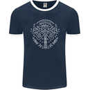 Viking Yggdrasil Tree Norse Mythology Thor Mens Ringer T-Shirt FotL Navy Blue/White