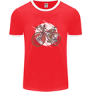 Cycling Steampunk Bicycle Bike Cyclist Mens Ringer T-Shirt FotL Red/White