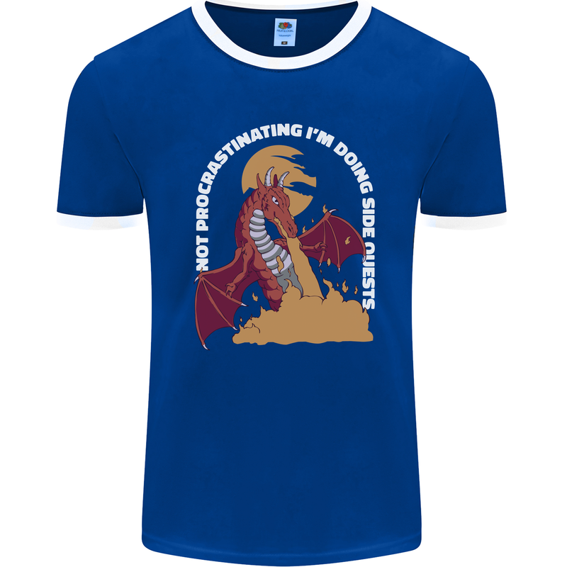 Side Quests Funny Role Playing Games RPG Mens Ringer T-Shirt FotL Royal Blue/White