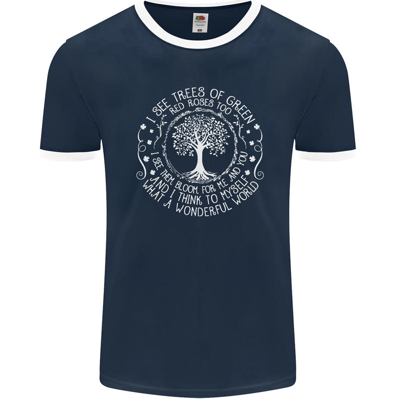 Trees Of Green Mens Ringer T-Shirt FotL Navy Blue/White
