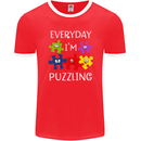 Every Day I'm Puzzling Autism Autistic ASD Mens Ringer T-Shirt FotL Red/White