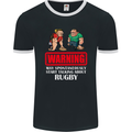 May Start Talking About Rugby Player Funny Mens Ringer T-Shirt FotL Black/White