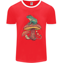 A Frog Sitting on a Mushroom Mens Ringer T-Shirt FotL Red/White