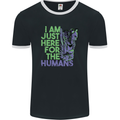 Halloween Zombie Just Here For the Humans Mens Ringer T-Shirt FotL Black/White