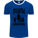 Dad With Three Daughters Funny Fathers Day Mens Ringer T-Shirt FotL Royal Blue/White