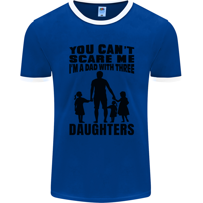 Dad With Three Daughters Funny Fathers Day Mens Ringer T-Shirt FotL Royal Blue/White