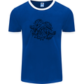 Valknut Symbol With Ravens Viking Mens White Ringer T-Shirt Royal Blue/White