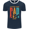 Fathers Day Living the Dad Life Twins Funny Mens Ringer T-Shirt FotL Navy Blue/White