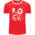 Rock Music Symbols Guitar Skull Mens Ringer T-Shirt FotL Red/White