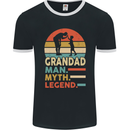 Grandad Man Myth Legend Funny Fathers Day Mens Ringer T-Shirt FotL Black/White