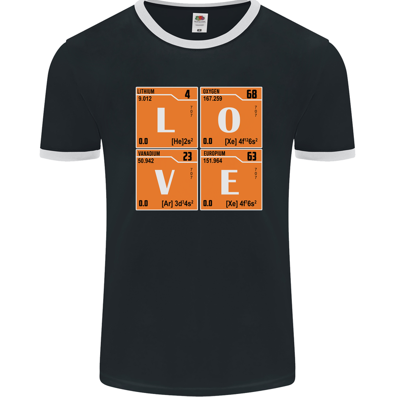 Love Periodic Table Chemistry Geek Funny Mens Ringer T-Shirt FotL Black/White