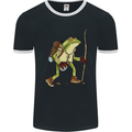 Trekking Hiking Rambling Frog Toad Funny Mens Ringer T-Shirt FotL Black/White