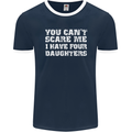 You Can't Scare Four Daughters Father's Day Mens Ringer T-Shirt FotL Navy Blue/White