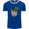 St Patricks Day Cat Funny Irish Mens Ringer T-Shirt FotL Royal Blue/White