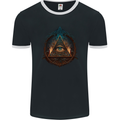 Illuminati Eye With Flames Conspiracy Fantasy Mens Ringer T-Shirt FotL Black/White
