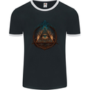 Illuminati Eye With Flames Conspiracy Fantasy Mens Ringer T-Shirt FotL Black/White