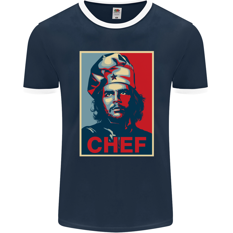 Che Chef Cooking Cook BBQ Funny Mens Ringer T-Shirt FotL Navy Blue/White