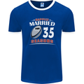 35 Year Wedding Anniversary 35th Rugby Mens Ringer T-Shirt FotL Royal Blue/White