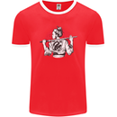 Samurai Tattoo Girl MMA Kenjutsu Kendo Iaido Mens Ringer T-Shirt FotL Red/White